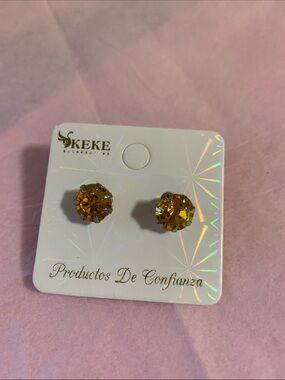 Amber Crystal Stud Earrings